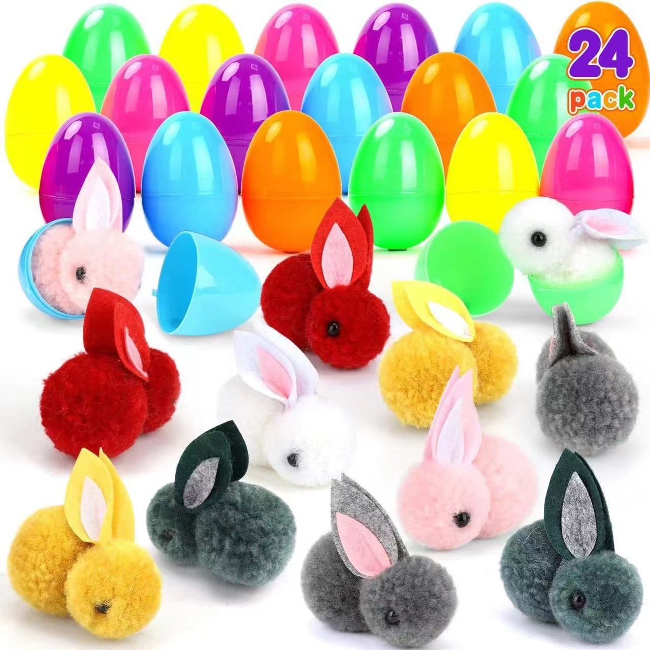 24 caparazones peludos + 24 cáscaras de huevo pequeñas