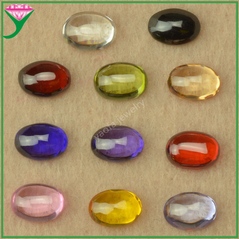 Supply 11 color mixed oval flat ground plain zircon bare stone cz egg-shaped light bottom arc Boulder zirconia gemstone