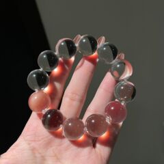 【泡泡珠】纯净体白水晶网红爆款泡泡珠手串人造白水晶牛鼻子孔手