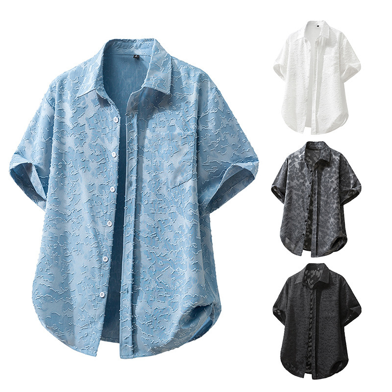 taglia 2026 Camicia da spiaggia da uomo vintage a maniche corte, stile europeo e americano, nuova, vintage, effetto invecchiato, taglia C100_voghion.com