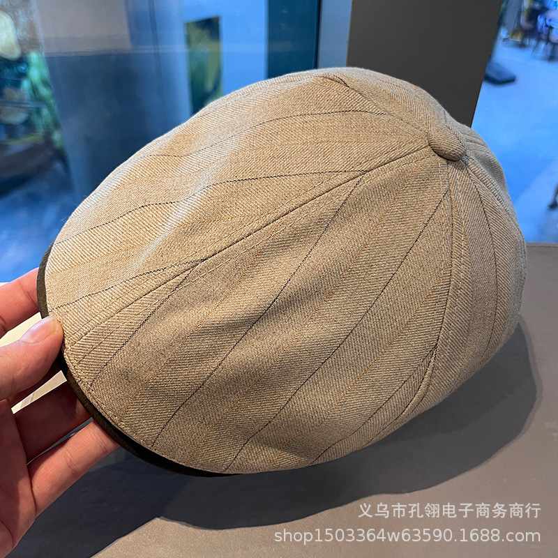 英伦风复古鸭舌帽男时尚百搭正反两戴前进帽春秋季棉麻贝雷帽子女|undefined