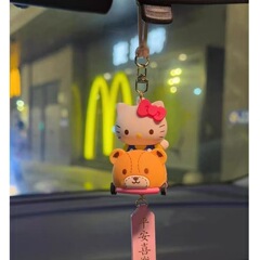 原创手作少女心kitty开车平安喜乐车挂甜美汽车后视镜挂件