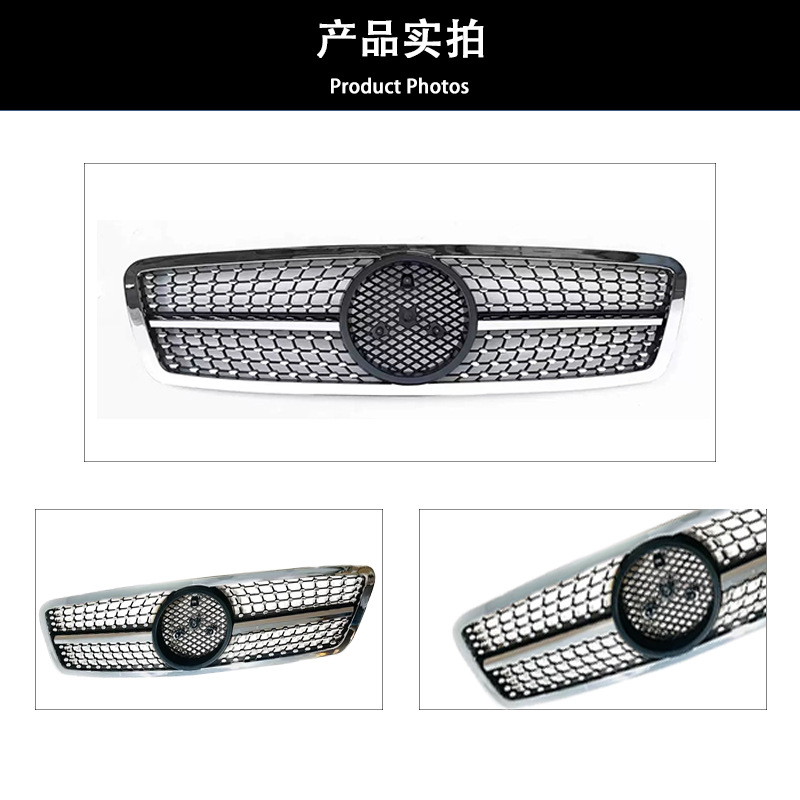Suitable for 2000-2007 Mercedes-Benz C-Class W203 Full Chrome-Plated Front Grille Replacement for the Original Car