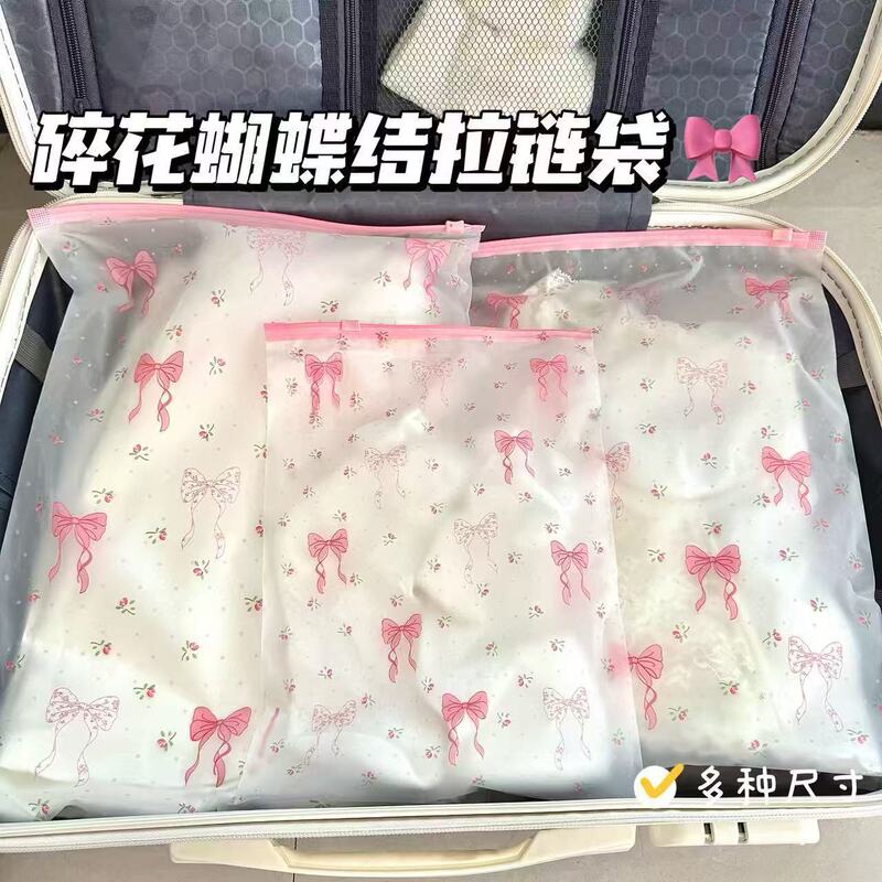 New Style Cute Bowknot Clothing Storage Bag for Organizing and Sorting Travel Luggage, Waterproof Zipper Bag