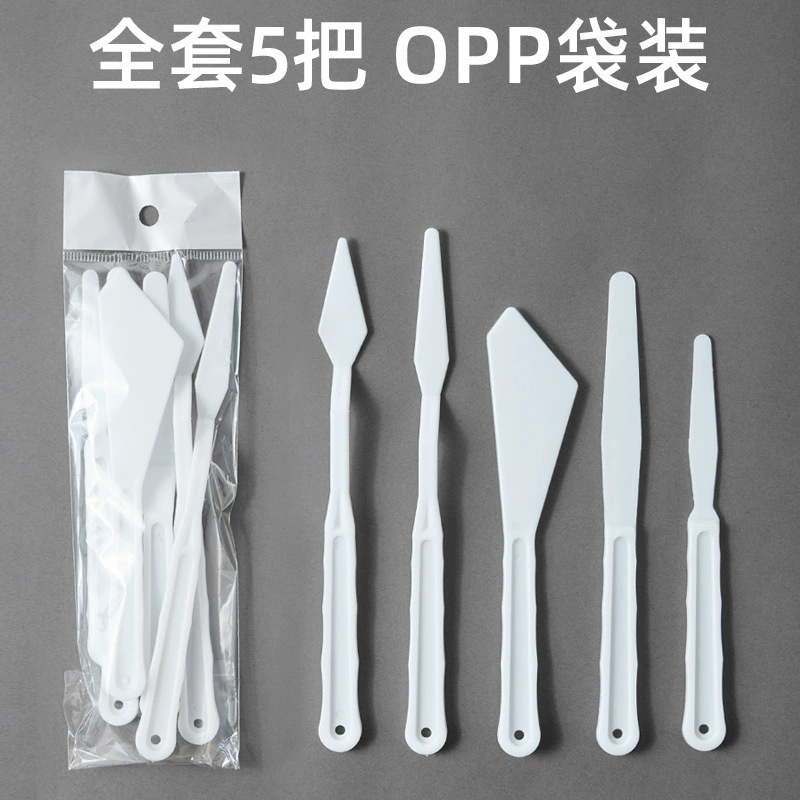 Cuchillo de pintura al óleo de arte al por mayor nuevo raspador de color de acero inoxidable raspador de pintura de gouache juego de 5 piezas suministro de comercio exterior