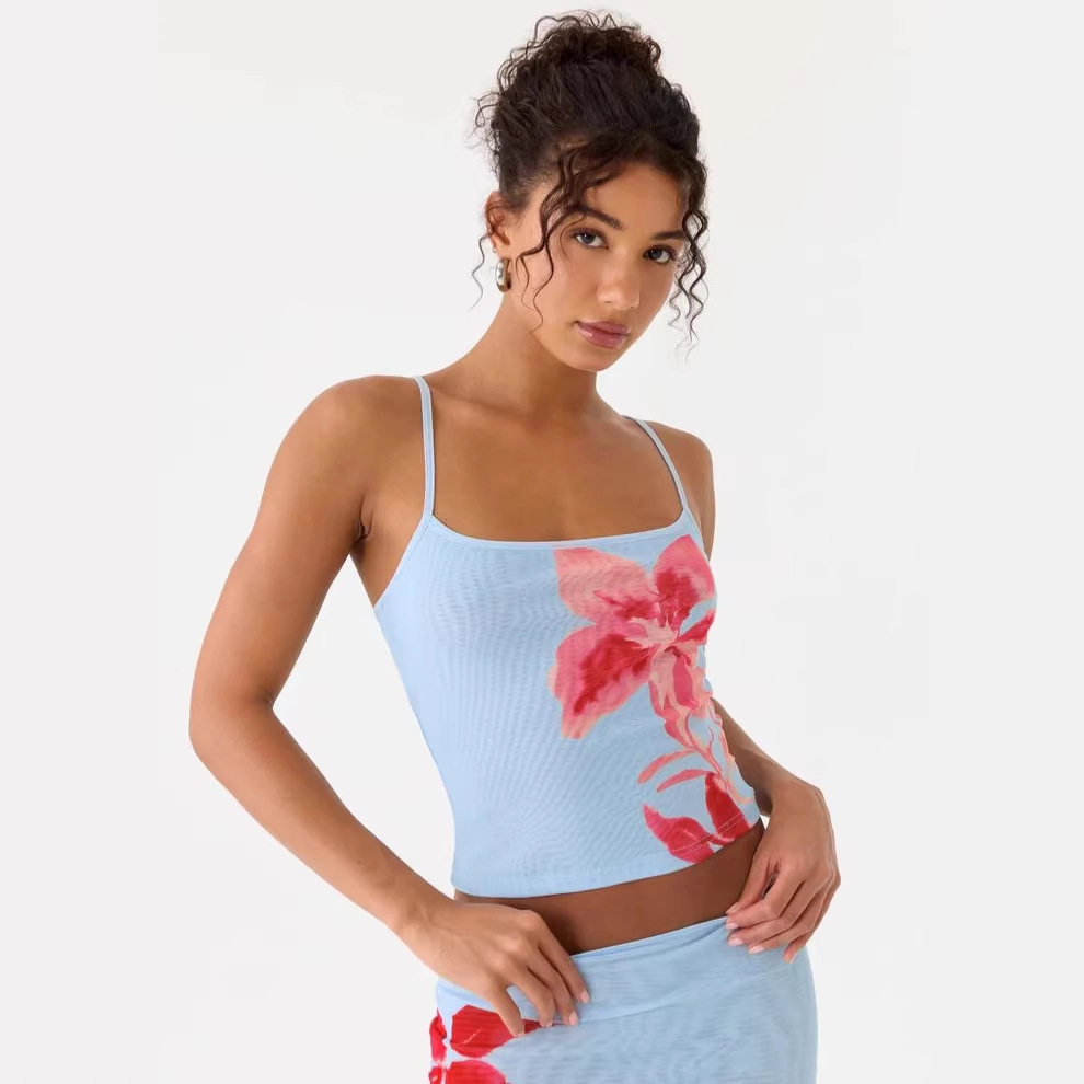 Floral Print Slim Fit Suit Dress For Women Sexy Suspender American Style Summer Clothing_ecoleips.com