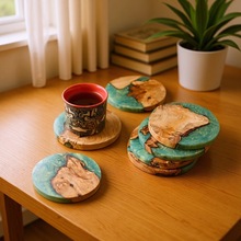 茶托放杯子小木盘茶道配件茶杯托隔热垫实木相思木垫树脂咖啡杯垫