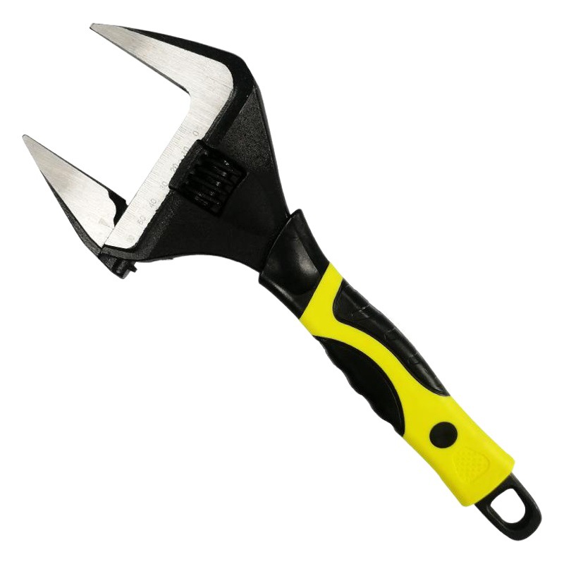 Los fabricantes suministran de dos colores antideslizante de gran tamaño llave ajustable abierta plomería hogar reparación de automóviles herramientas de hardware de baño