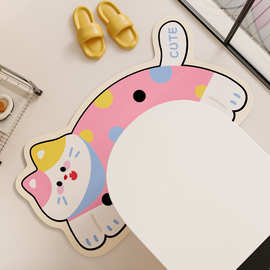 卡通风软硅藻泥地垫马桶U型垫通用可裁剪吸水速干耐脏防滑脚垫批