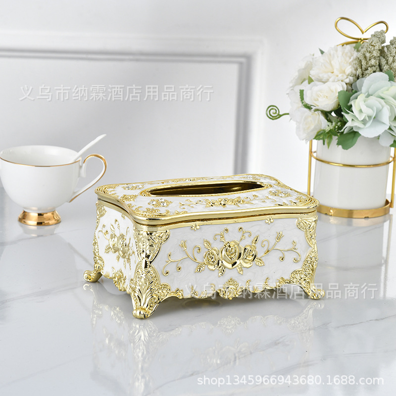 Caja de pañuelos de estilo europeo sala de estar tejido creativo nórdico ins caja de pañuelos de hogar KTV mesa de café simple comida Linda