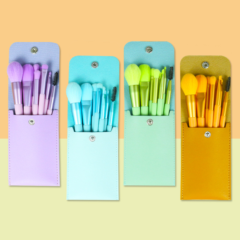8 pinceles de maquillaje traje nuevo macaron cepillo de maquillaje sobre bolsa de almacenamiento conjunto completo de herramientas de maquillaje portátiles