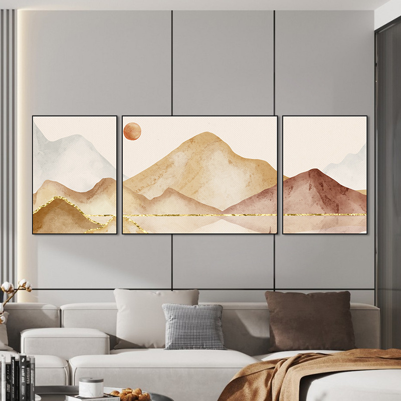 Living Room Decorative Painting Atmospheric High-end Triptych Wall Painting Landscape Mural Sofa Background Wall Hanging Painting S
