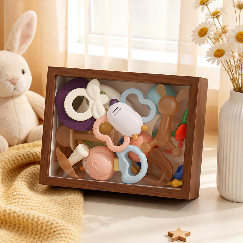 TikTok popular DIY baby teething toy display frame, hollow baby memory photo frame, pacifier collection box, 100-day celebration decoration