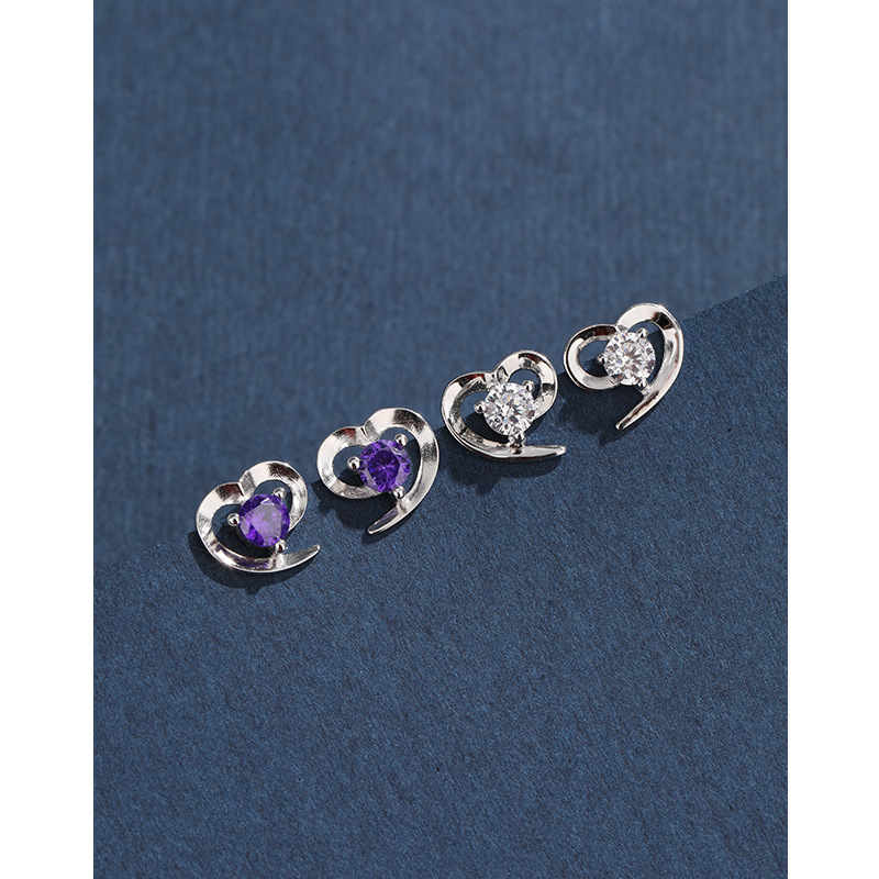 925 nicho de plata esterlina simple coreano pequeño agujero de orejas aretes de piedra de silicio aretes de alta calidad para mujeres