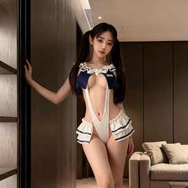 阿豪情趣内衣性感日系深V甜美学院JK日式jk制服连体两穿套装 免脱