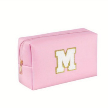 Amazon Venta caliente bolsa de cosméticos simple Pu Cruz patrón impermeable carta inicial bordado bolsa de cosméticos bolsa de almacenamiento de cosméticos