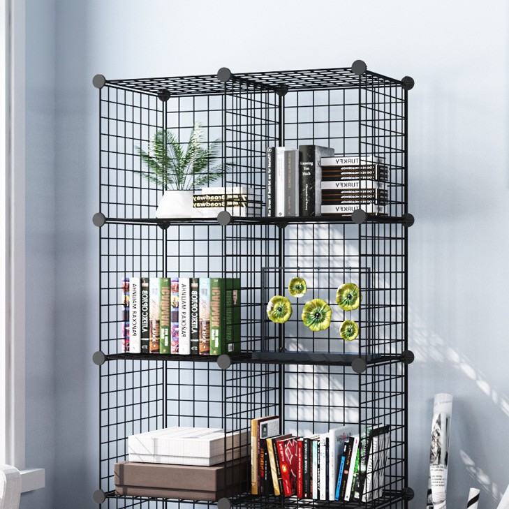 新品熱銷簡易衣櫃置物架現代組合收納客廳書架多層儲物整理架鐵網