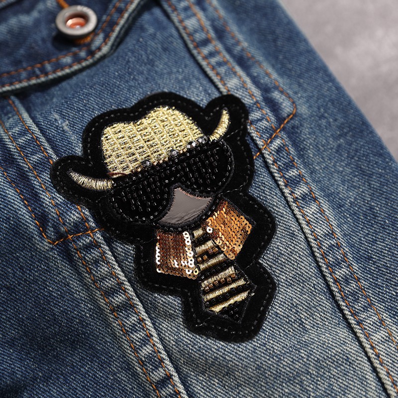Herr denimjacka läderstil broderi lyxig motorcykelstil_voghion.com