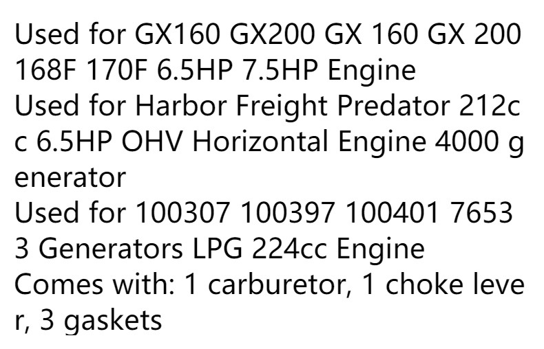 Gx160 Lpg Gx200 Dual Fuel Carburetor 168F 170F Fuel Tank 2Kw-3Kw 5.5Hp