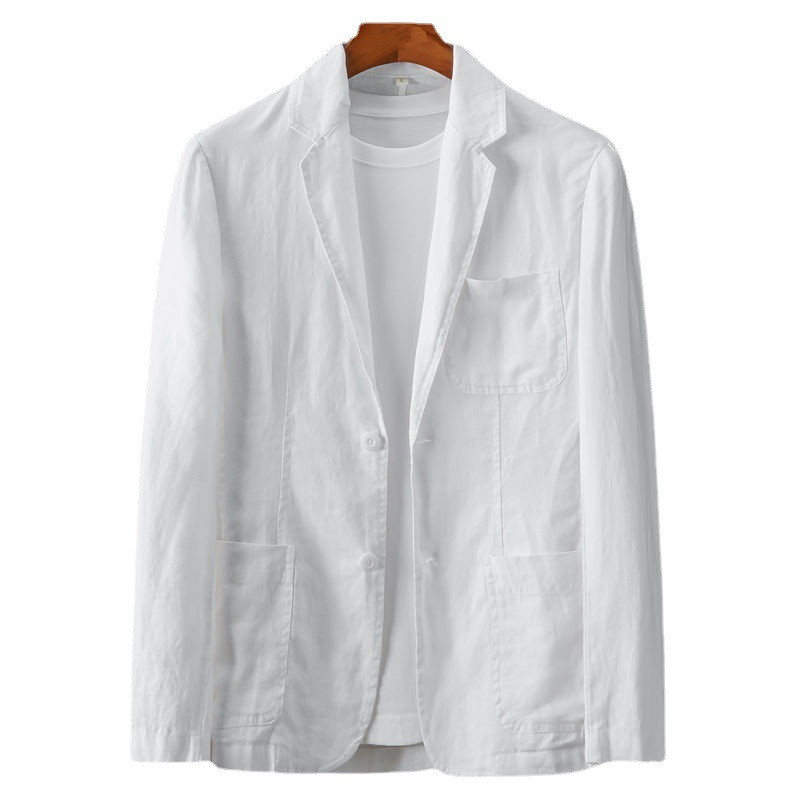 2023 verano color sólido de lino los hombres primavera juventud slim fit moda casual delgada respirable cómodo solo traje chaqueta