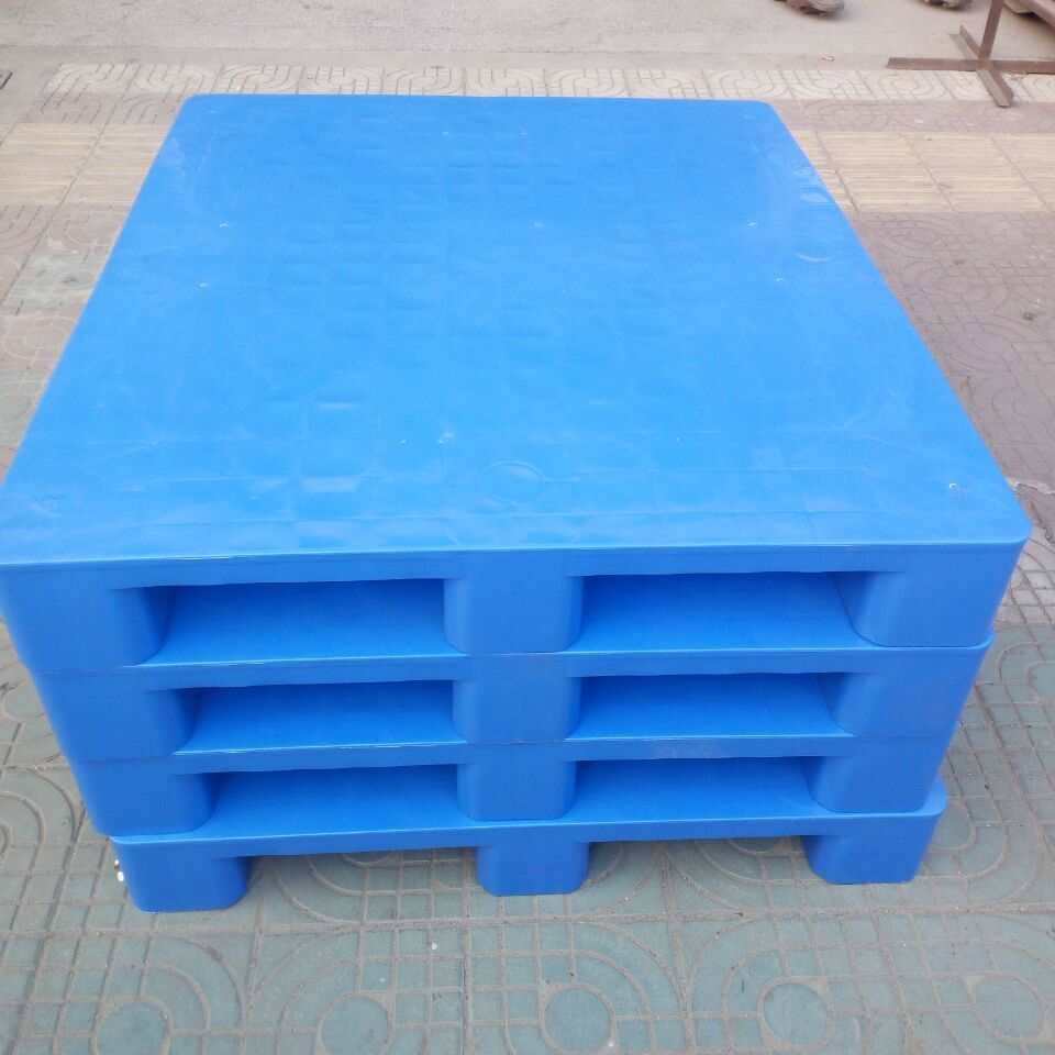 批发1210九脚加厚PE平面托盘兰色原料 塑胶栈板 塑胶卡板