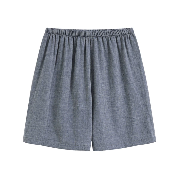 [Double-layer gauze shorts] Ocean blue solid color-men's style