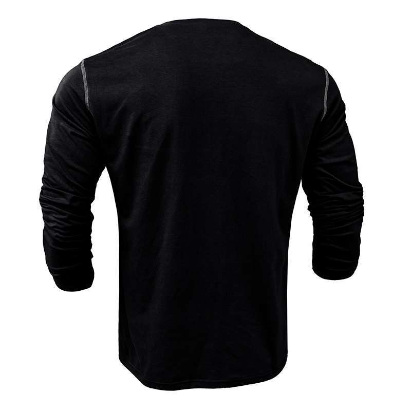 217g Weight Long Sleeve Sleeve Length Half Placket Placket Type Regular Sleeve Sleeve Type Cotton Blend Fabric Type Regular Top Length T-shirt Tops Type Daily Occasion Round Neck Neckline Breathable Function Regular Fit Fit Type Solid Color Pattern Spring, Autumn Season Men's Gender Casual Style Wholesale Men's Casual Solid Color Long Sleeve Men's Tops 32