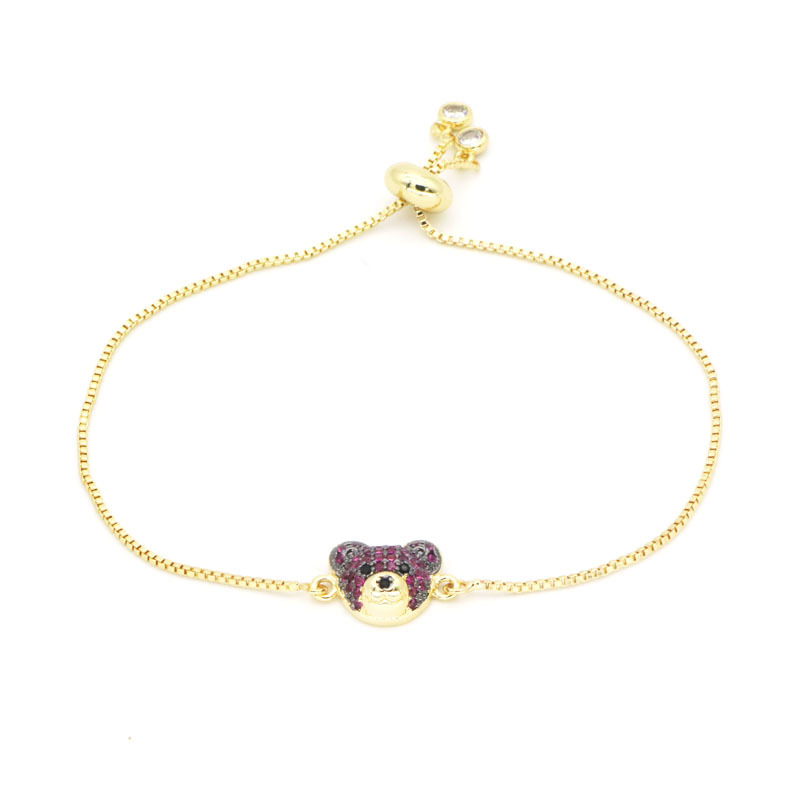 Hot Sale Ins Style Korean Niche Colorful Zircon Bear Bracelet European And American Cold Style Trendy Light Luxury Adjustable Bracelet display picture 2
