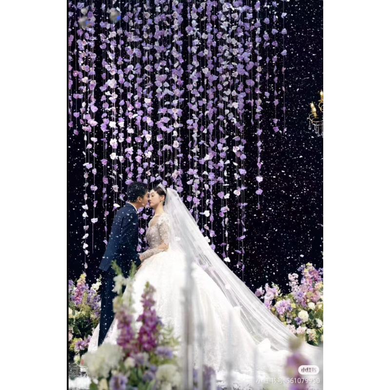 多巴胺花结婚花帘子鱼线悬浮花门帘吊饰婚房布置装饰|undefined