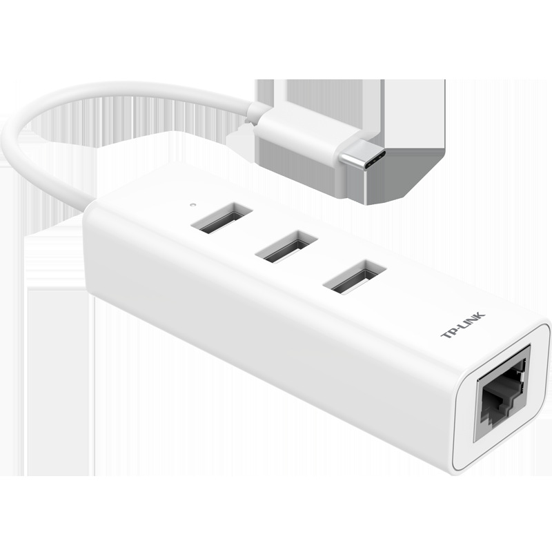 TP-LINK 免驱Type-C转RJ45网口适配器USB分线器 平板电脑Type-C外