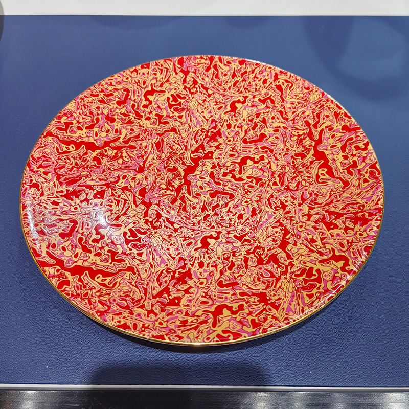 ホテルクラブ高級ボーンチャイナ食器セット金縁満堂紅お祝い宴会誕生日皿セット|undefined