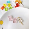 Acrylic transparent resin, earrings with beads, necklace, mobile phone, decorations, accessory, handmade, with little bears