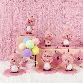 韩国露比盲盒周边粉海狸可爱小海狸公仔手办摆件女生礼物