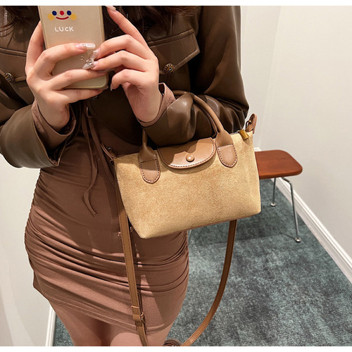 French-style popular matte leather dumpling bag for women,  new Korean version fashionable top-handle bag, versatile crossbody bag