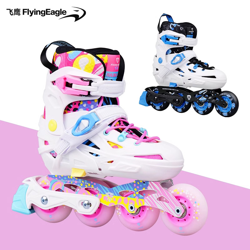 ♔ Children's Roller Skates Nadia Beginner Figure Skating Shoes for Boys and Girls, Adjustable in Five Sizes