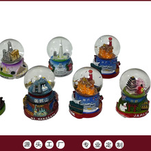 雪花球定制建筑树脂玻璃水球led 灯发光旅游纪念品树脂工艺品厂家