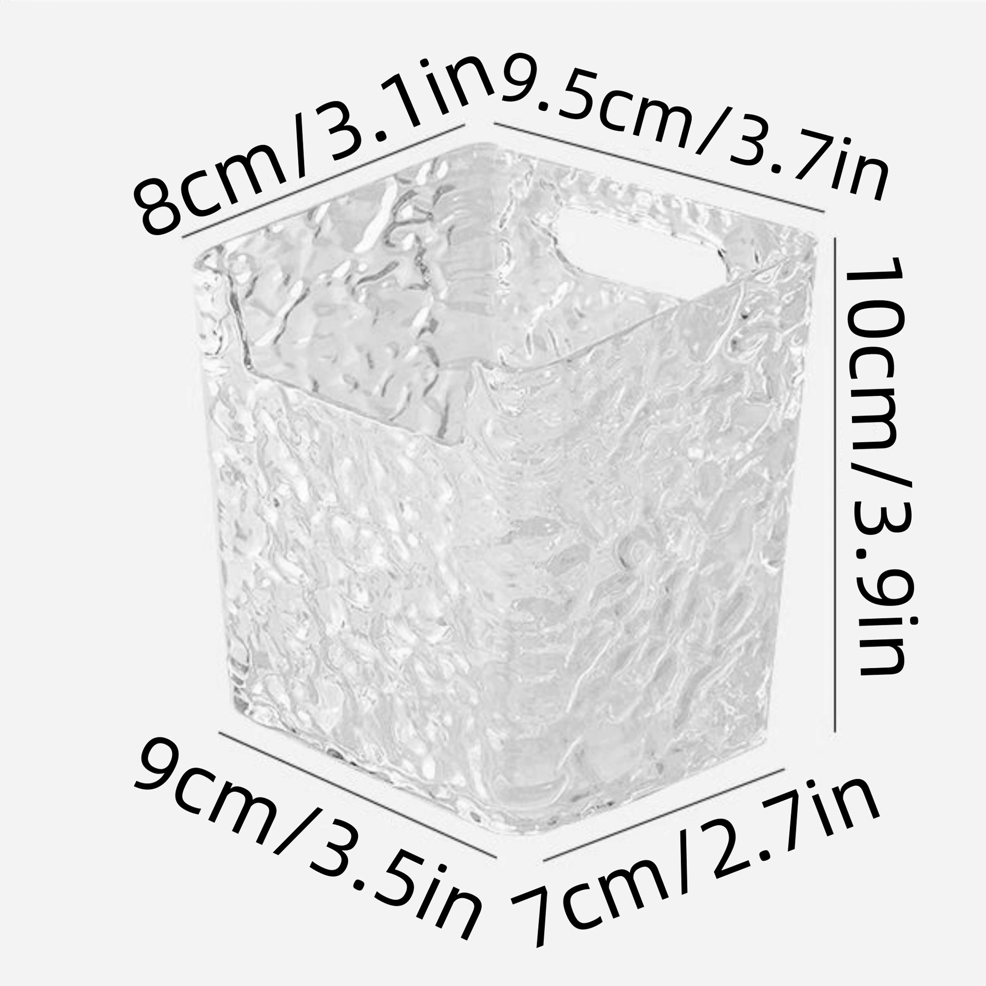 Wet Wipes Storage Box, Clear Textured Tissue Holder, Glacier Pattern with Bow