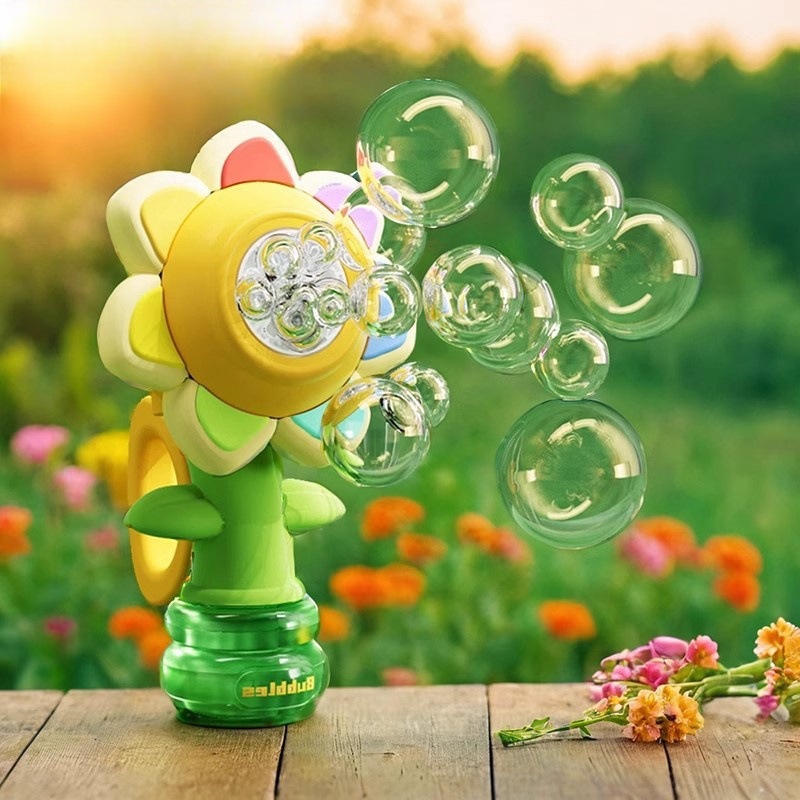 칠색 꽃 버블 머신 [원 클릭 시작] 분홍색과 노란색 혼합