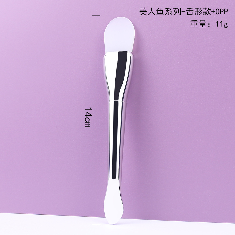 Cepillo de mascarilla de silicona en forma de lengua de cola de pez todo en uno plateado