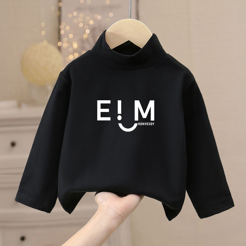 2023 Internet celebridad nuevo Otoño e Invierno 3-8 años estilo occidental interior superior de terciopelo medio cuello alto cálido manga larga base