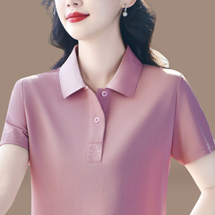 氷糸速乾襟半袖tシャツ女性夏新純色運動上着大サイズpoloシャツtシャツ作業服