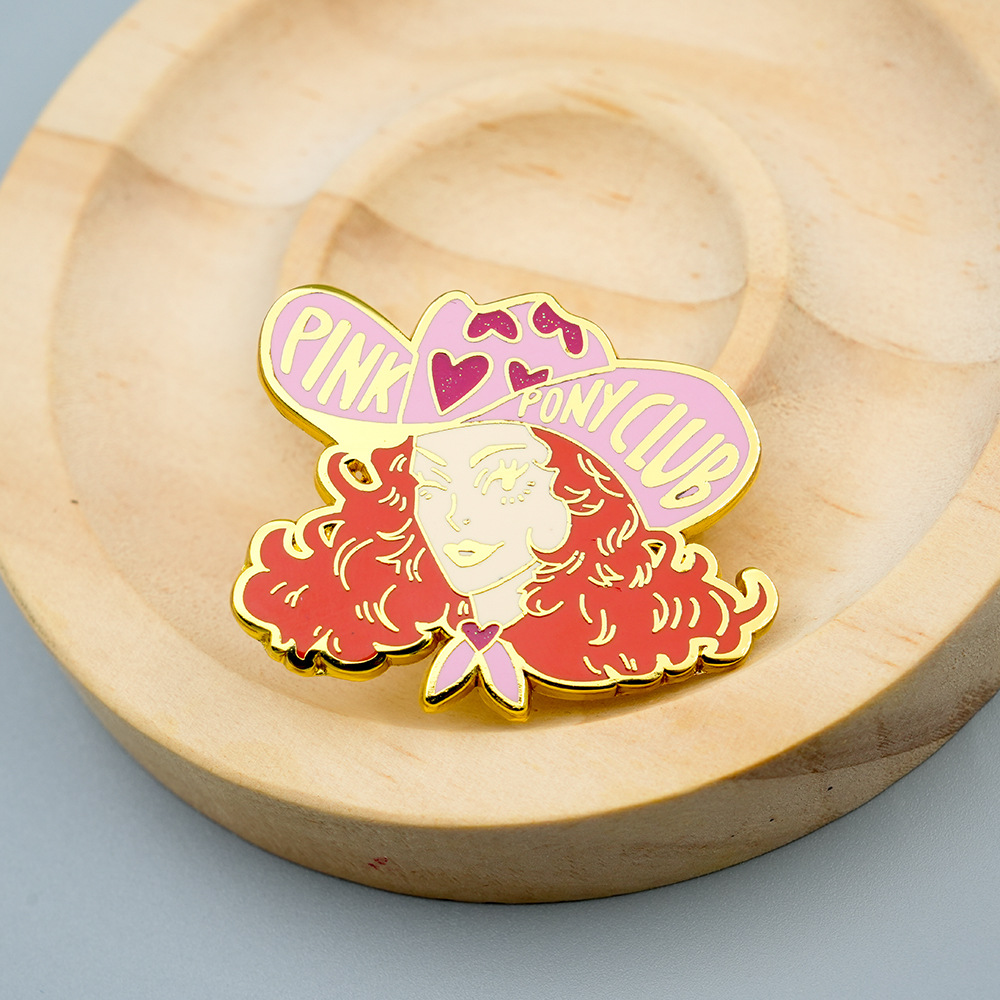 Pink Pony Club Cowgirl Enamel Pin Music Badge Creative Jewelry Fan Brooch Accessories
