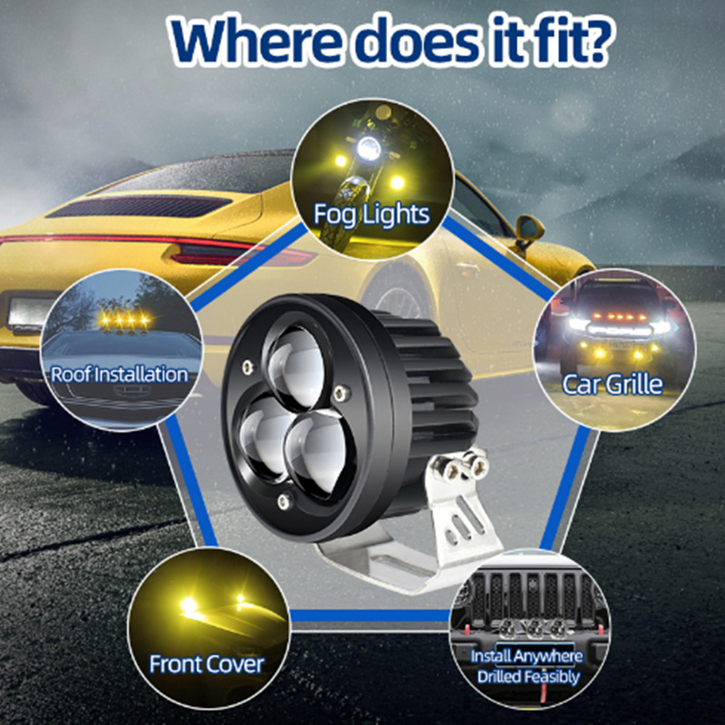 Nuevo U15 tres lentes de motor LED exterior faro de motocicleta auto modificado de dos colores LED foco