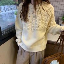 重工针法羊毛衫圆领套头韩系高端濮院实体女装2025新品粗针