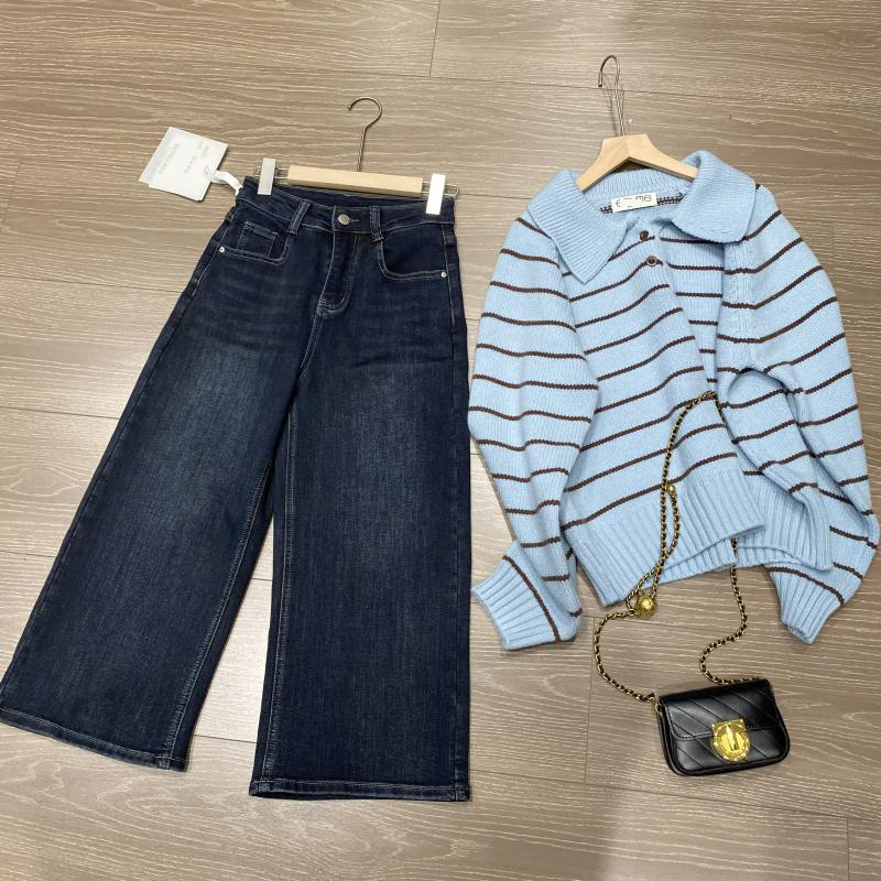 Thirteen Lines [Exclusive for Small People] 2025 Autumn and Winter New Style Daily Easiest for Match Slim High Waist Wide Leg Jeans for Women