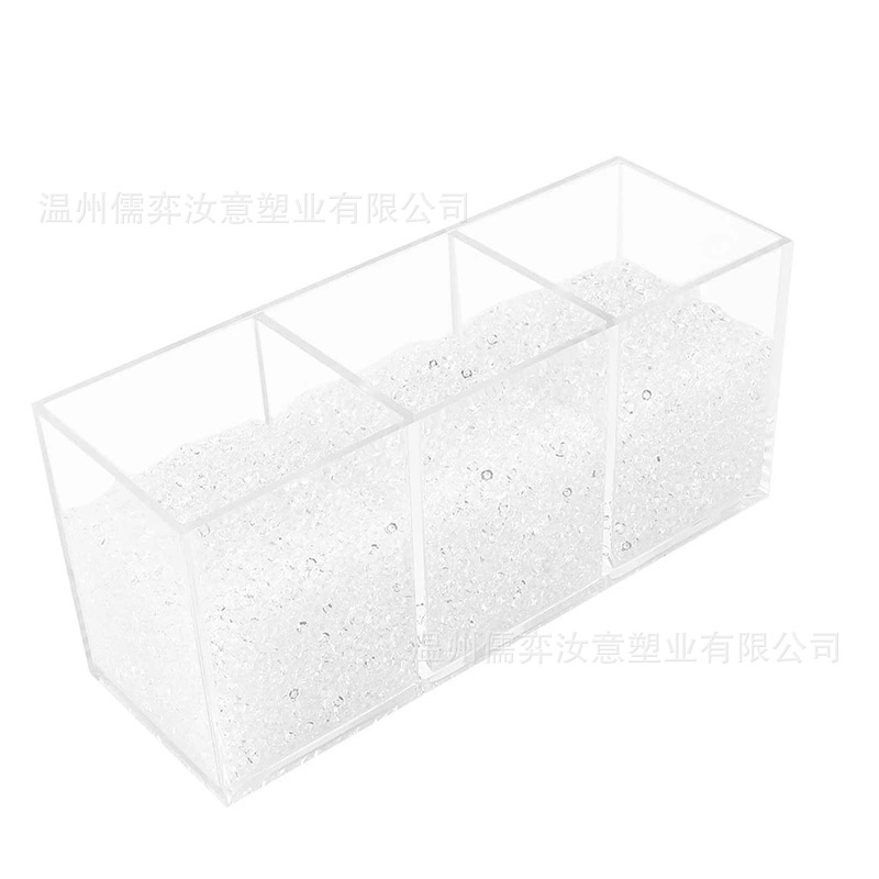 Escritorio acrílico maquillaje cepillo caja de almacenamiento de cosméticos de tres rejilla contenedor de acrílico lápiz contenedor lápiz papelería almacenamiento