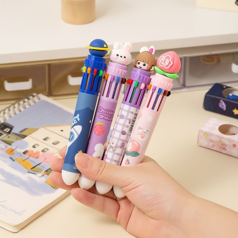 クリエイティブ小学生マルチカラーボールペン文具用品漫画箱入りかわいい高価値10色ハンドブックマルチカラー|undefined