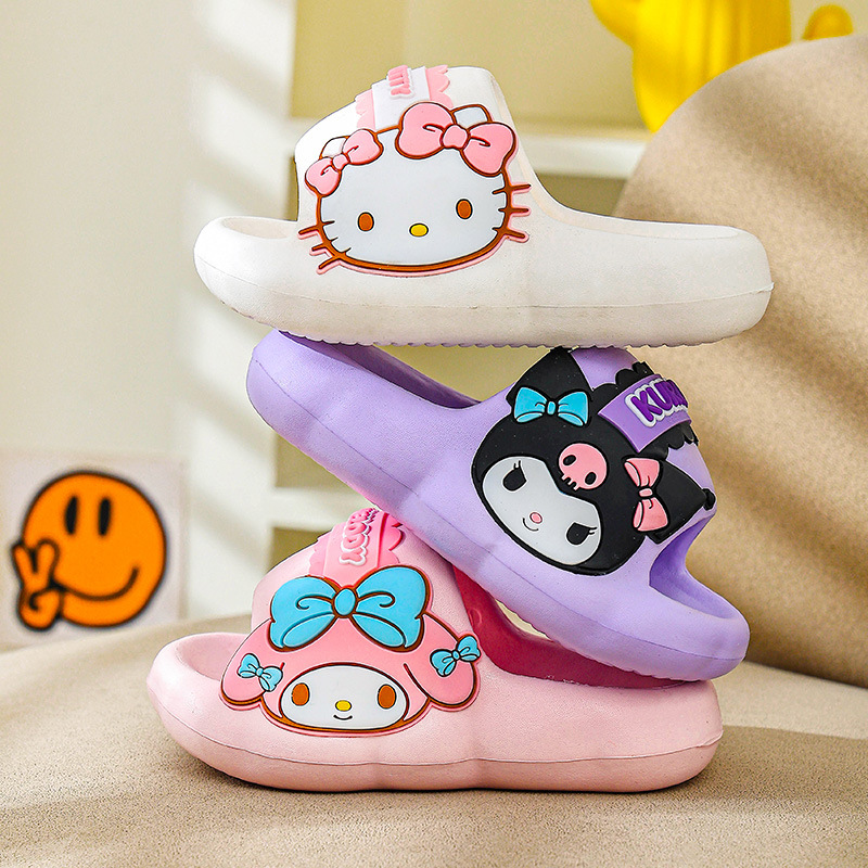 Genuina IP Sanlio zapatillas de perro de orejas grandes chicas de verano nuevo interior antideslizante padres-hijos lindos zapatillas para niños