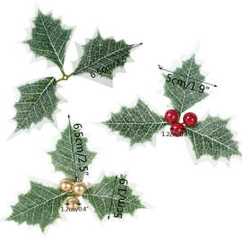 圣诞装饰小红果三角叶片 仿真小果子绿叶 圣诞树藤圈花环配件装饰
