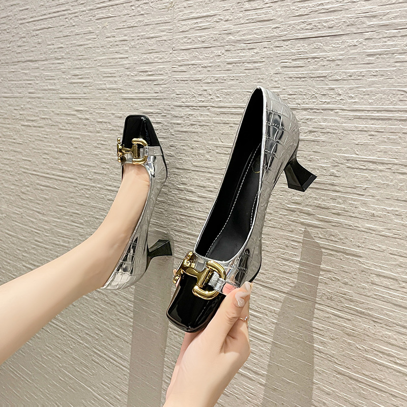 8375-2 Korean Style One-piece Drop-shipping Chunky Heel Square Toe High-heeled 2026 Winter New Shallow Fashion Women's_vogvips.com